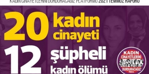 Resmi kayıtlara göre Temmuz ayında 20 kadın katledildi