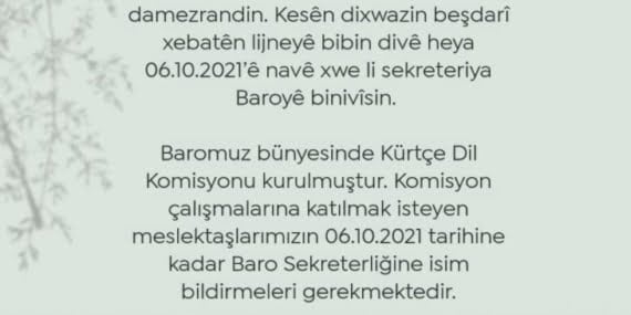 Batman Barosu Kürtçe Dil Komisyonu kurdu
