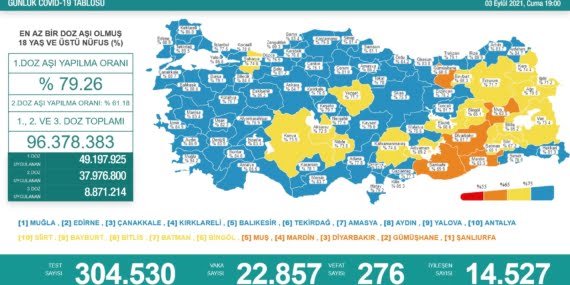 Son 24 saatte 22 bin 276 vaka tespit edildi: 276 kişi yaşamını yitirdi