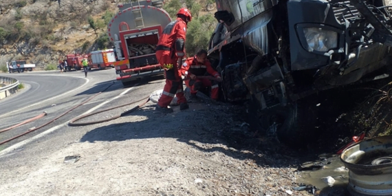 Muğla’da tır şoförü yanarak hayatını kaybetti