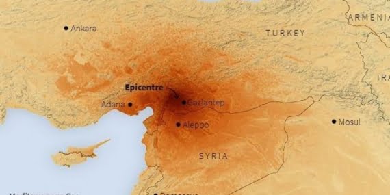 Reuters depremin sarsıntı haritasını paylaştı