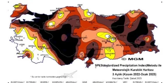 Batman kuraklık haritasında “çok şiddetli kuraklık” olarak yer aldı