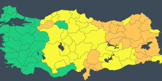 Meteoroloji, 32 il için `sarı`, 24 il için `turuncu` uyarısı yaptı Meteoroloji, 32 il için `sarı`, 24 il için `turuncu` uyarısı yaptı