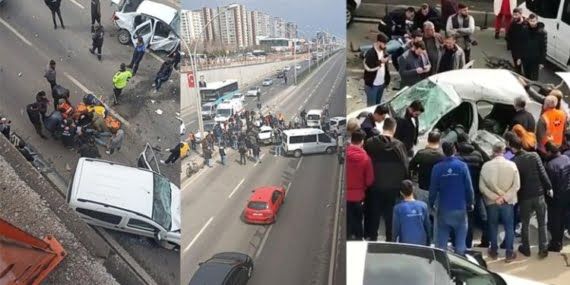 Diyarbakır’da 6 araç birbirine girdi: 3’ü ağır 5 yaralı