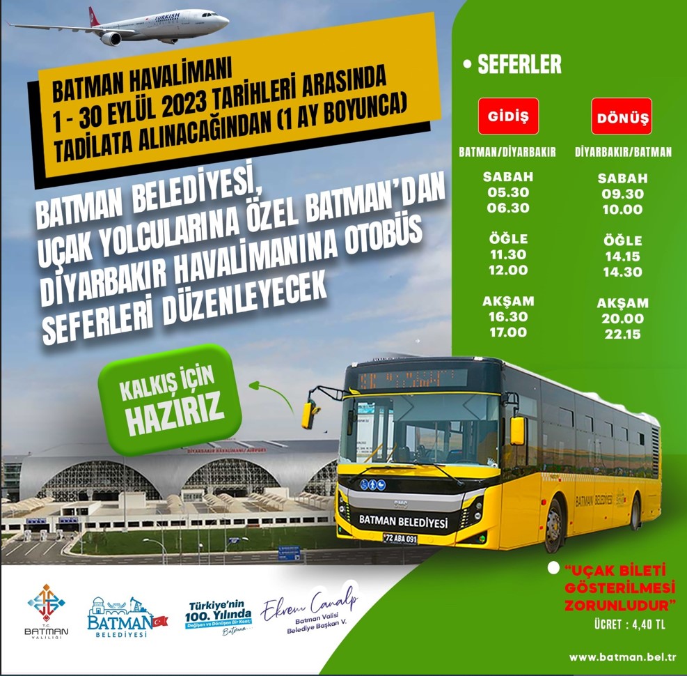 Batman havalimanı tadilata girdi, Belediye Diyarbakır’a otobüs seferi başlattı