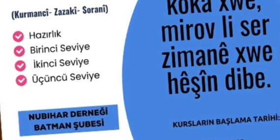 Nûbihar Eğitim ve Kültür Derneği’nde Kürtçe kurslar başlıyor