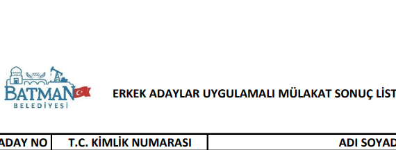Batman Belediyesi erkek aday mülakat listesi