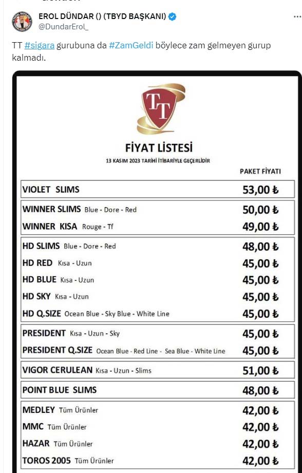 Bir sigara grubuna daha zam geldi!