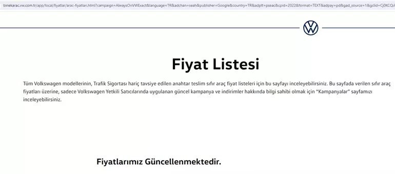 Otomobil fiyatları güncelleniyor