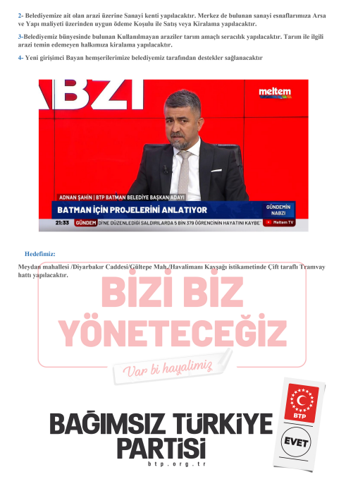 Batman BTP belediye başkan adayı Adnan Şahin, iddialı hazırlanıyor!
