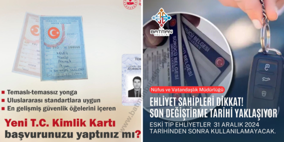 Batman valiliğinden yeni tip kimlik ve ehliyet için duyuru