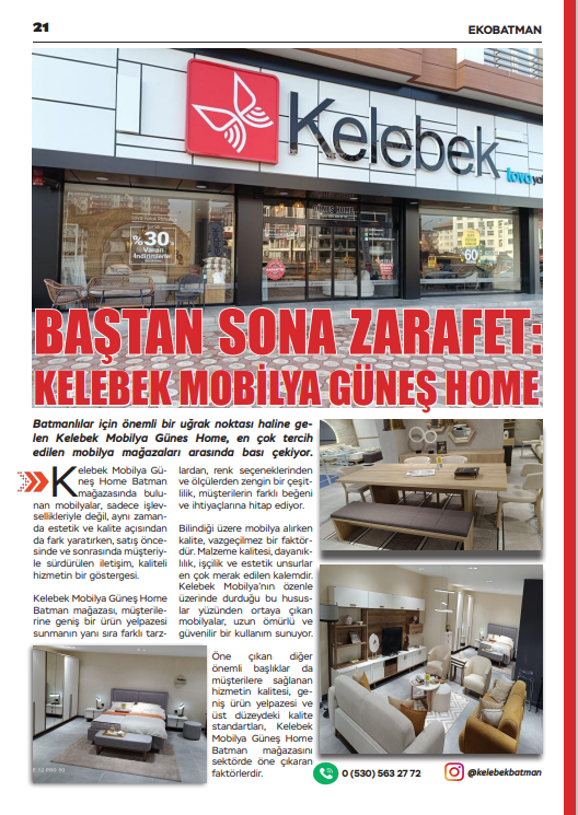 Baştan Sona Zarafet: Kelebek Mobilya Güneş Home