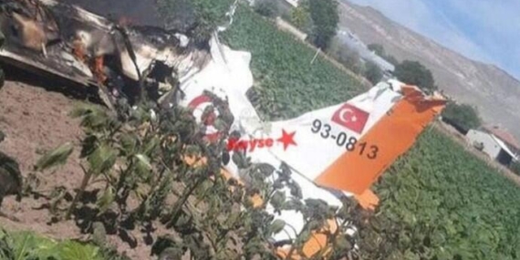 Kayseri’de eğitim uçağı düştü