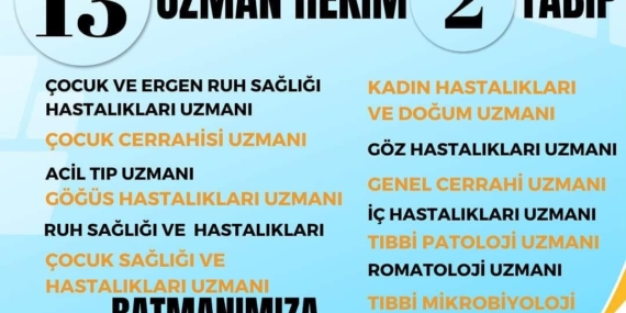 Batman’a uzman ve tabip hekim kadrosu tahsis edildi.