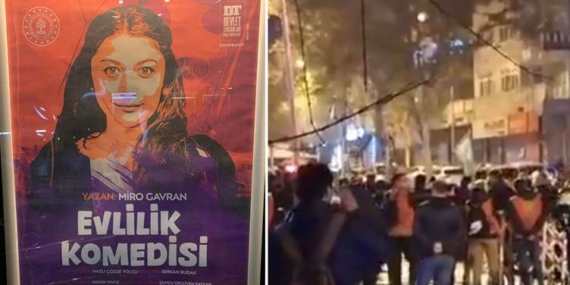 Diyarbakır’da tiyatro gerginliği: Göstericiler tiyatro binası önünde tekbir getirdi