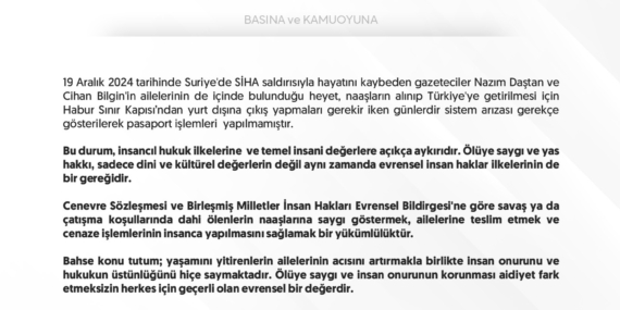 Bölge Barolarından ortak tepki: Ölüye saygı insan haklarının temelidir