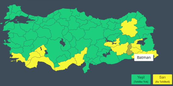 Batman dahil 33 il için sarı kodlu uyarı: Kar, sağanak ve fırtına geliyor!