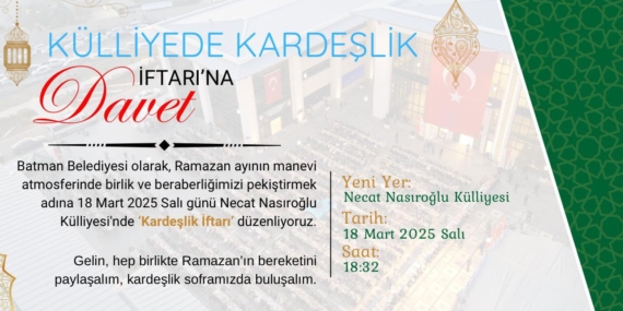 Kardeşlik İftarı’nın yeri değişti: Necat Nasıroğlu Külliyesi