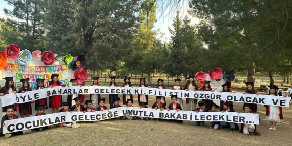 Batman’da çocuk kalplerden Filistin’e uzanan mezuniyet mesajı