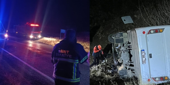 Siirt’te maden işçilerini taşıyan midibüs uçuruma yuvarlandı: 15 yaralı