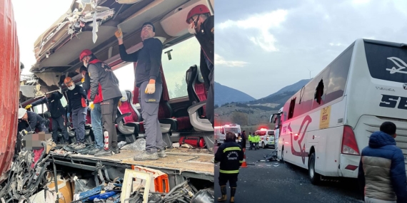 Yolcu otobüsü, tıra çarptı: En az 7 ölü, 11 yaralı