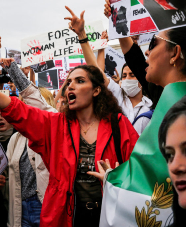 FILE PHOTO: Protesters shout slogans during a demonstration following the death of Mahsa Amini in Iran, in Istanbul