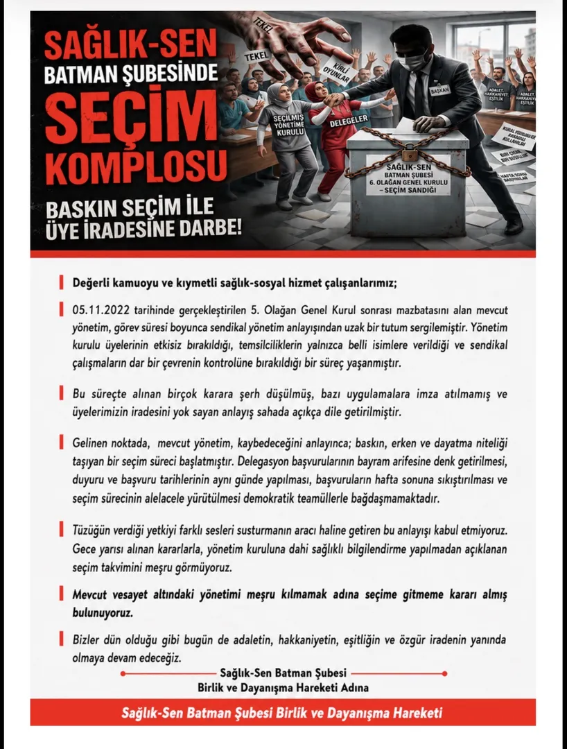 Sağlık-Sen Batman Şubesi’nde seçim tartışması Sağlık-Sen Batman Şubesi’nde seçim tartışması