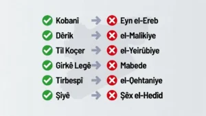 Suriye'de Esadvari hareketler: Yüzlerce yerleşim yerinin Kürtçe ismi Arapça yazıldı Suriye'de Esadvari hareketler: Yüzlerce yerleşim yerinin Kürtçe ismi Arapça yazıldı