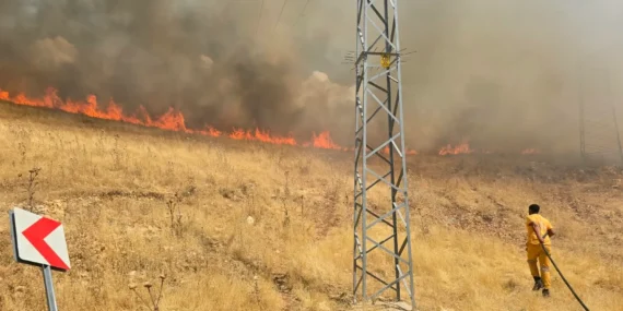 Silvan’da başlayan arazi yangını sürüyor