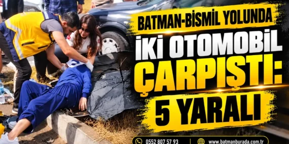 Batman-Bismil yolunda iki otomobil çarpıştı: 5 yaralı